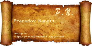 Preradov Nanett névjegykártya